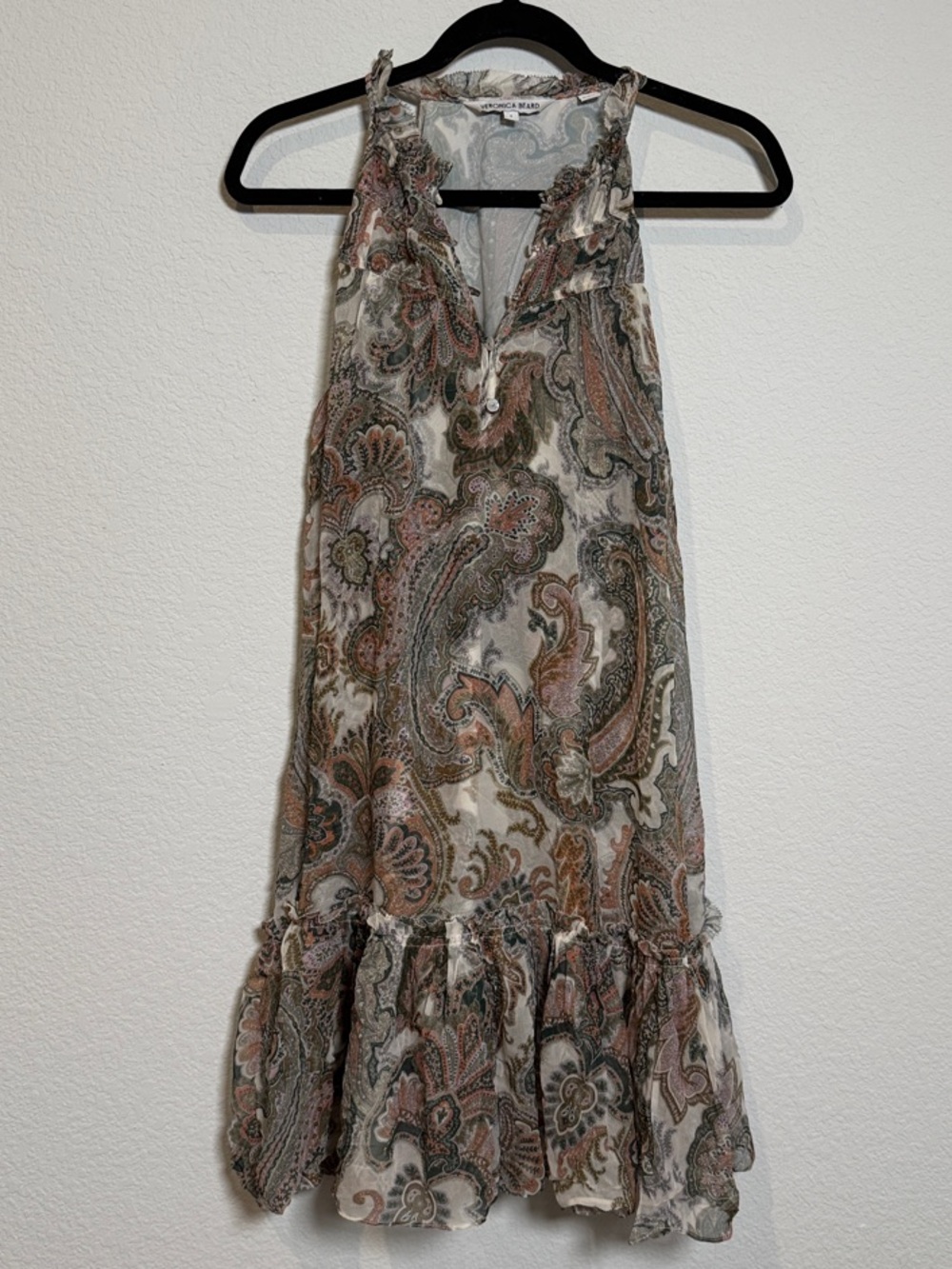 Veronica Beard Silk Dria Sleeveless Paisley Dress in Barely Orchid Multi